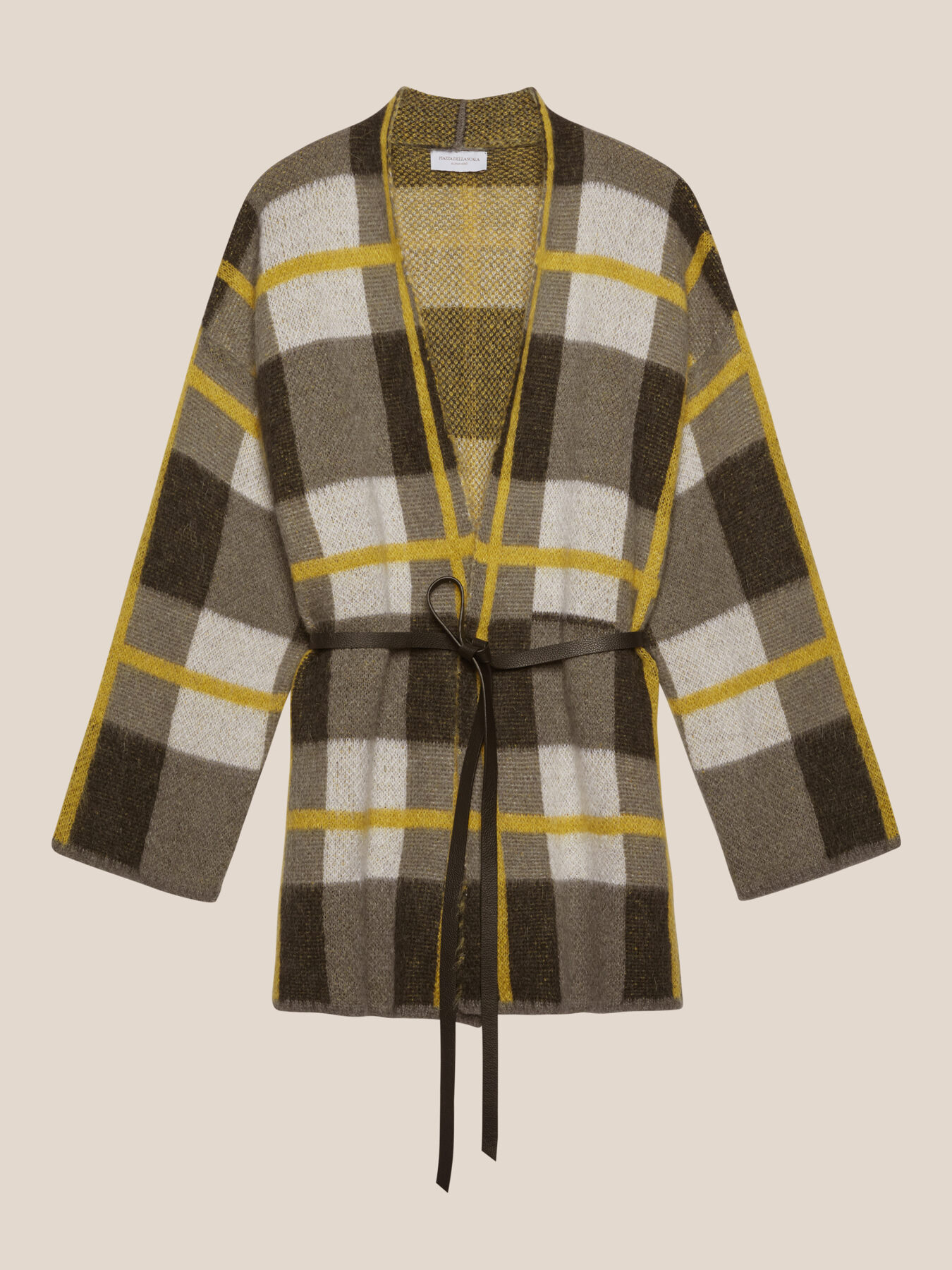 Maxi c&aacute;rdigan de cuadros image number 4