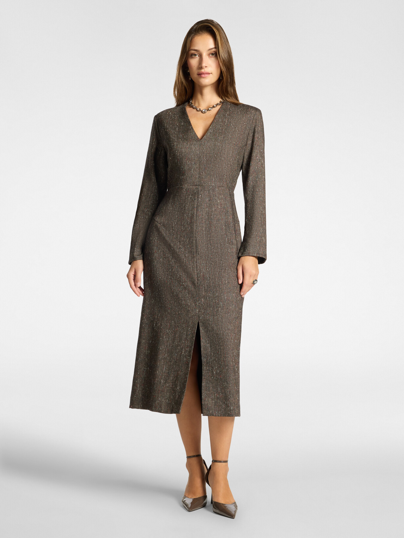 Laminated wool-blend dress image number 2
