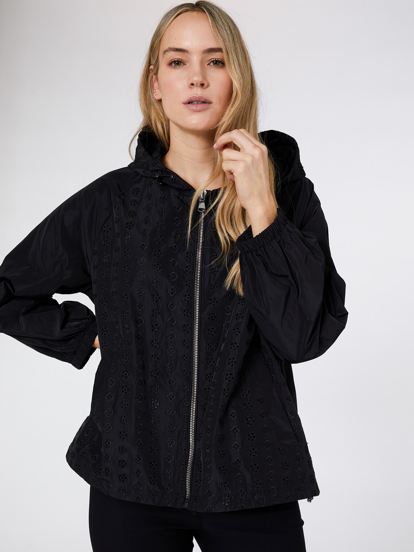 Nylon jacket with broderie anglaise embroidery image number 0