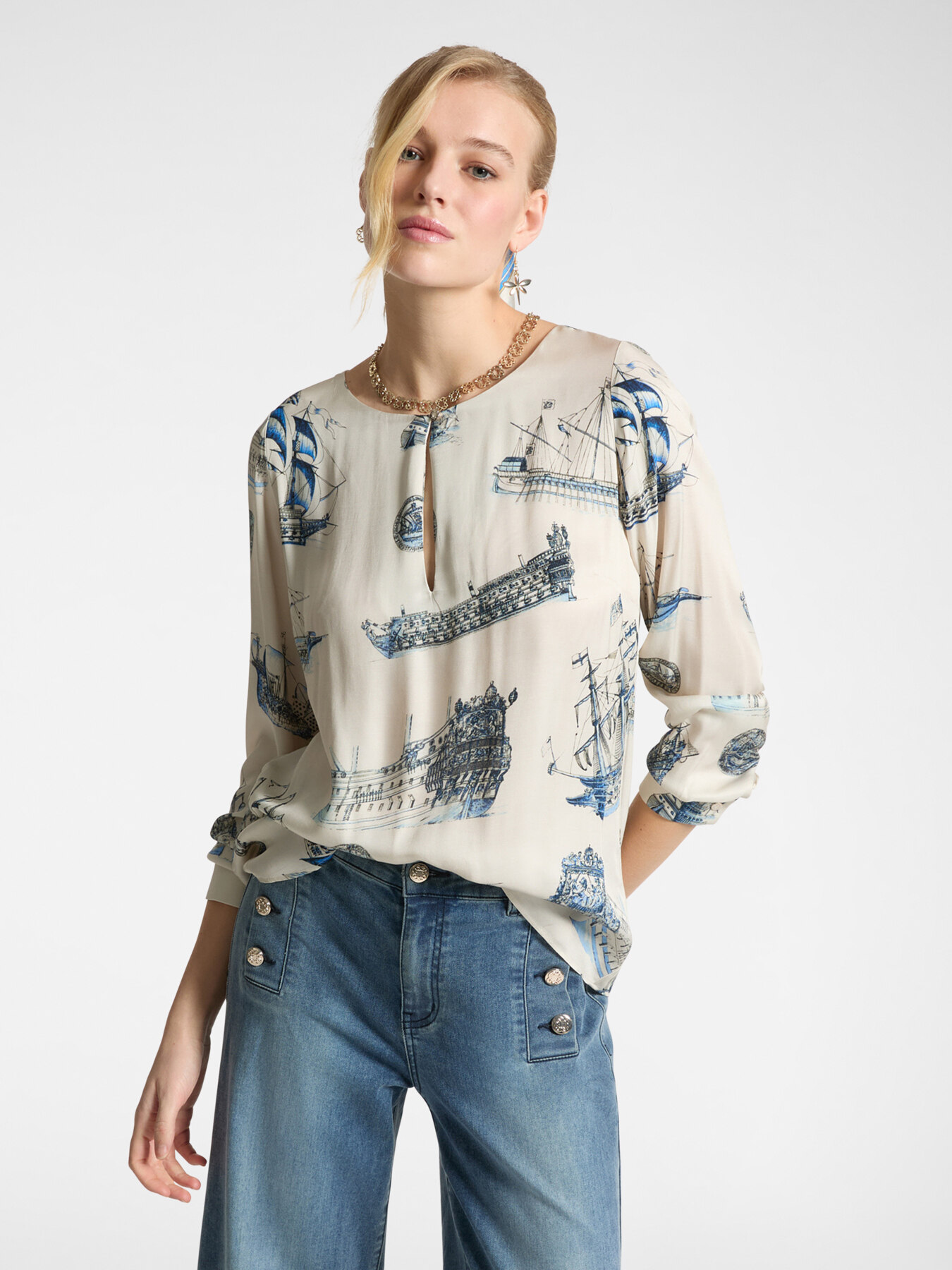 Bluse mit Navi-Druck image number 0