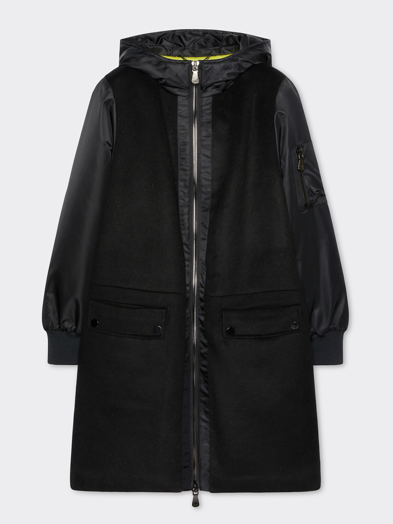 Parka de tecido e nylon com capucho image number 0