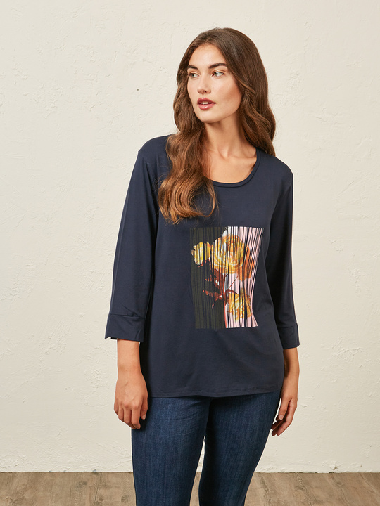 Elenamiro: T-shirt com estampa floral Azul_1