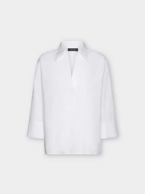 Chemise en popeline manches trois-quarts