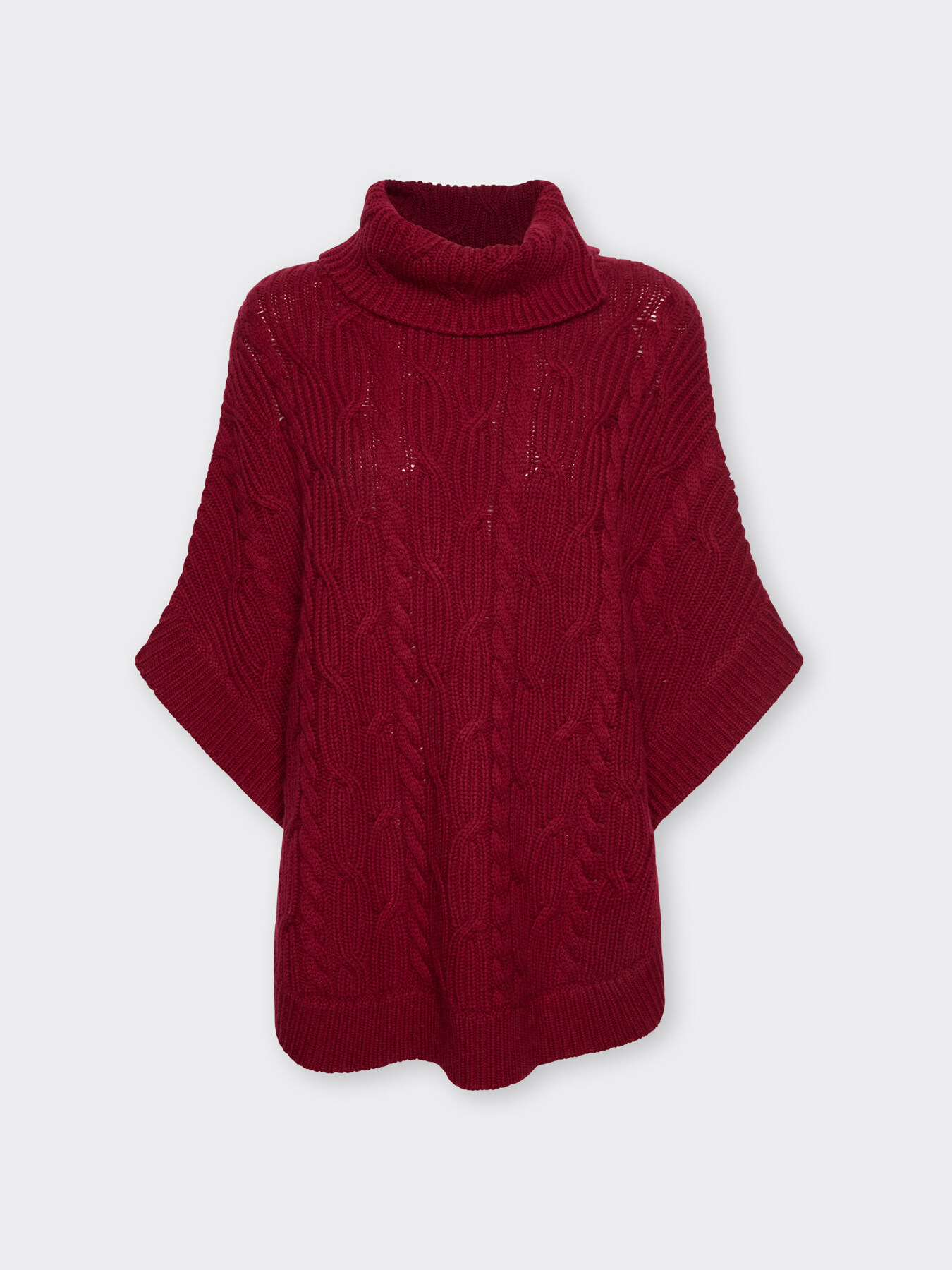 Cable knit poncho in pure wool image number 4