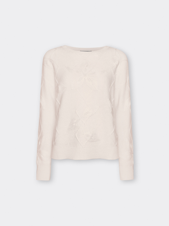 Cashmere-blend sweater with floral knit pattern