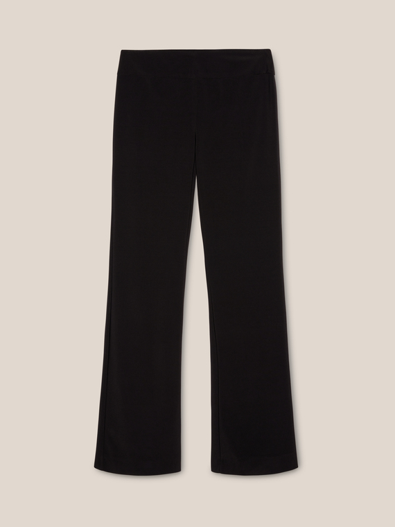 Stretch fabric flared trousers