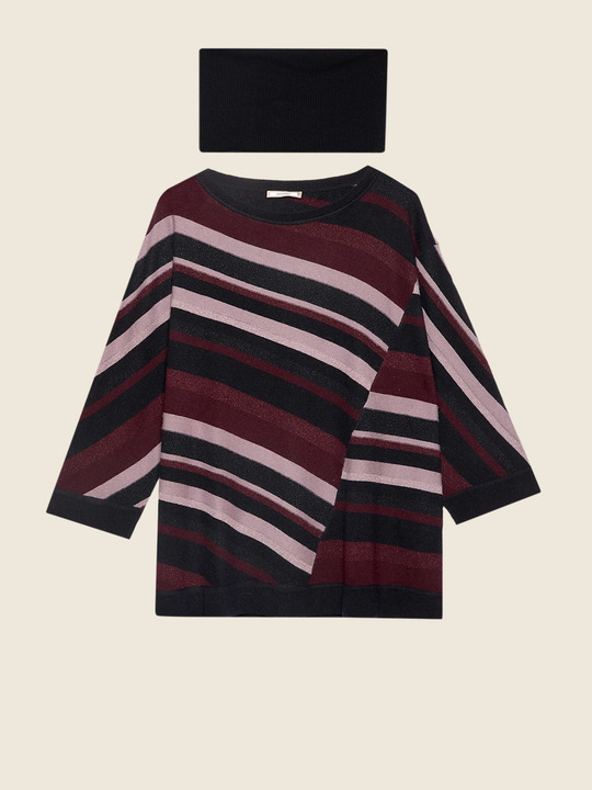 Elenamiro&nbsp;: Chandail &agrave; rayures avec col amovible Violet_1