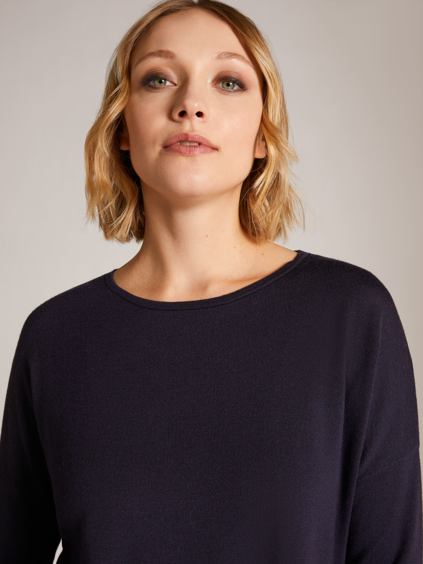 PURE COMBED WOOL COLOUR BLOCK BOAT NECK SWEATER image number 3