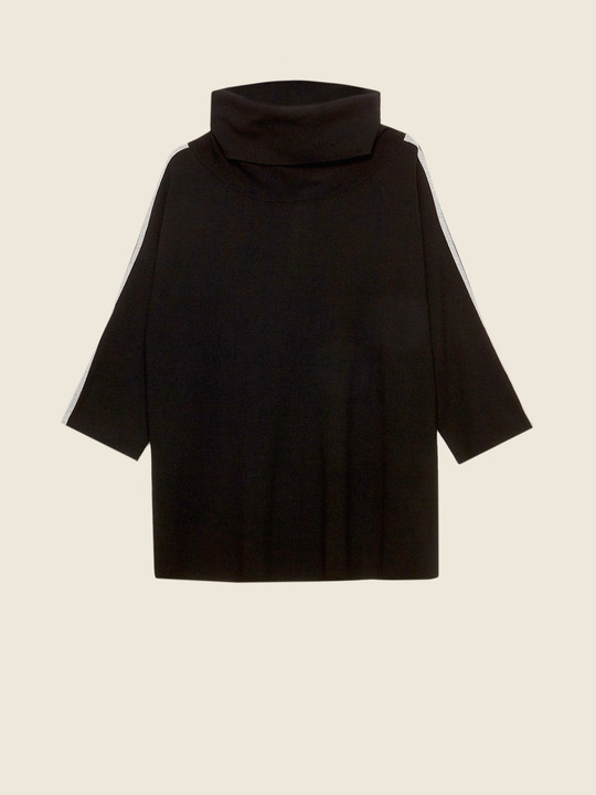 Elenamiro&nbsp;: Chandail avec bordures le long des manches Noir_1