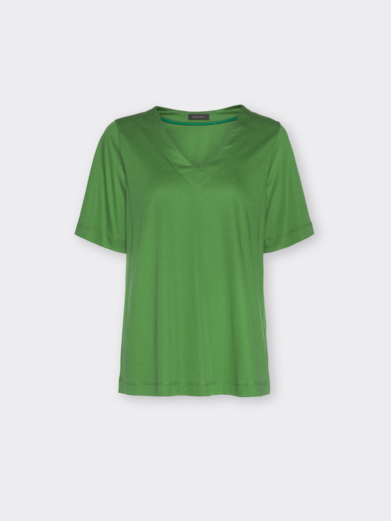 T-Shirt aus Baumwolle mit V-Ausschnitt