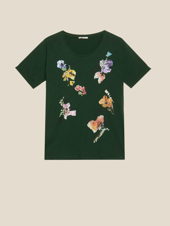 Elenamiro: T-shirt com estampa de flores Verde_1