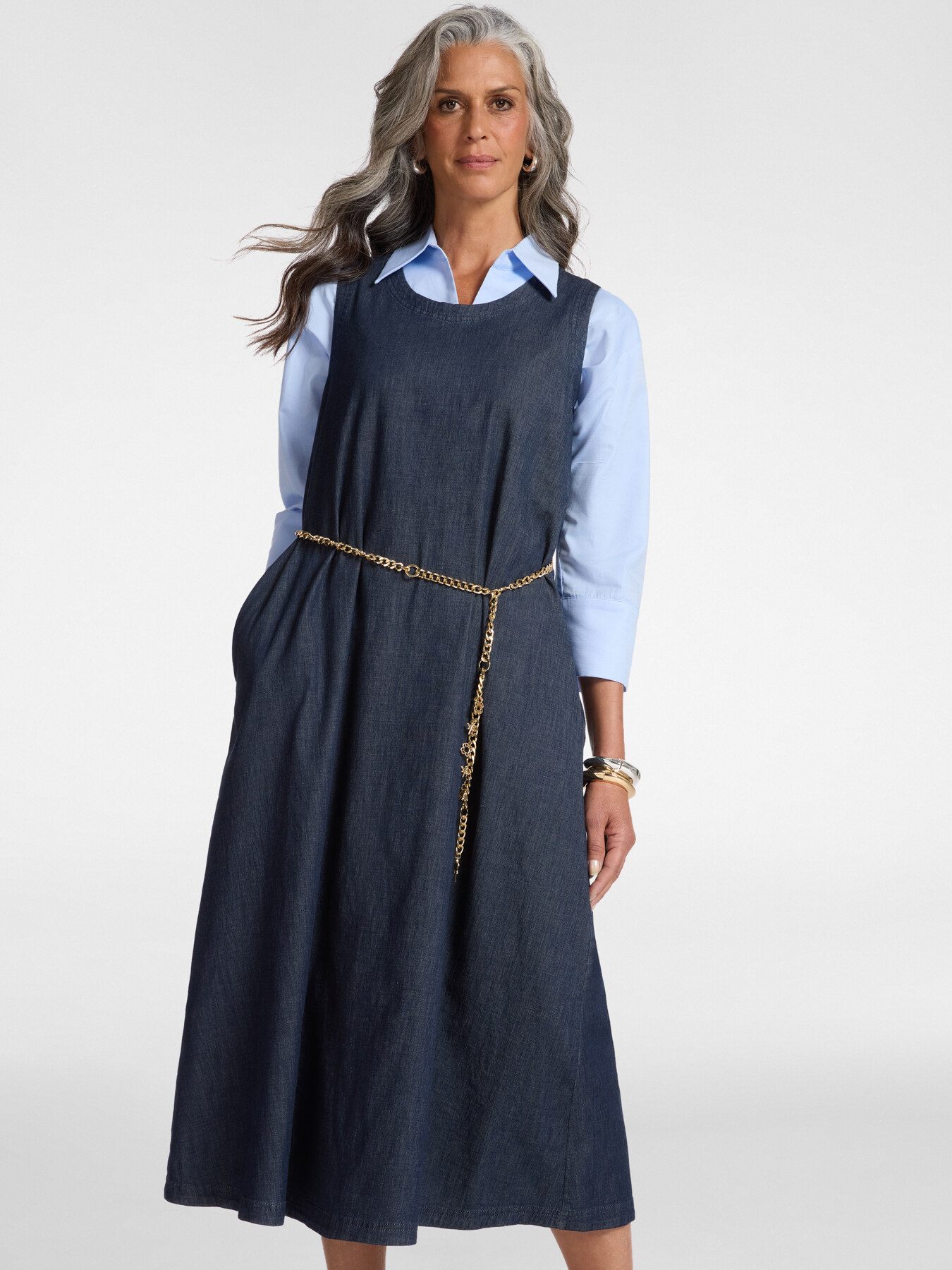 &Auml;rmelloses Chambray-Kleid image number 2