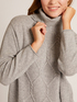 CASHMERE BLEND SOFT NECK SWEATER WITH ARGYLE PATTERN AND CABLING image number 3