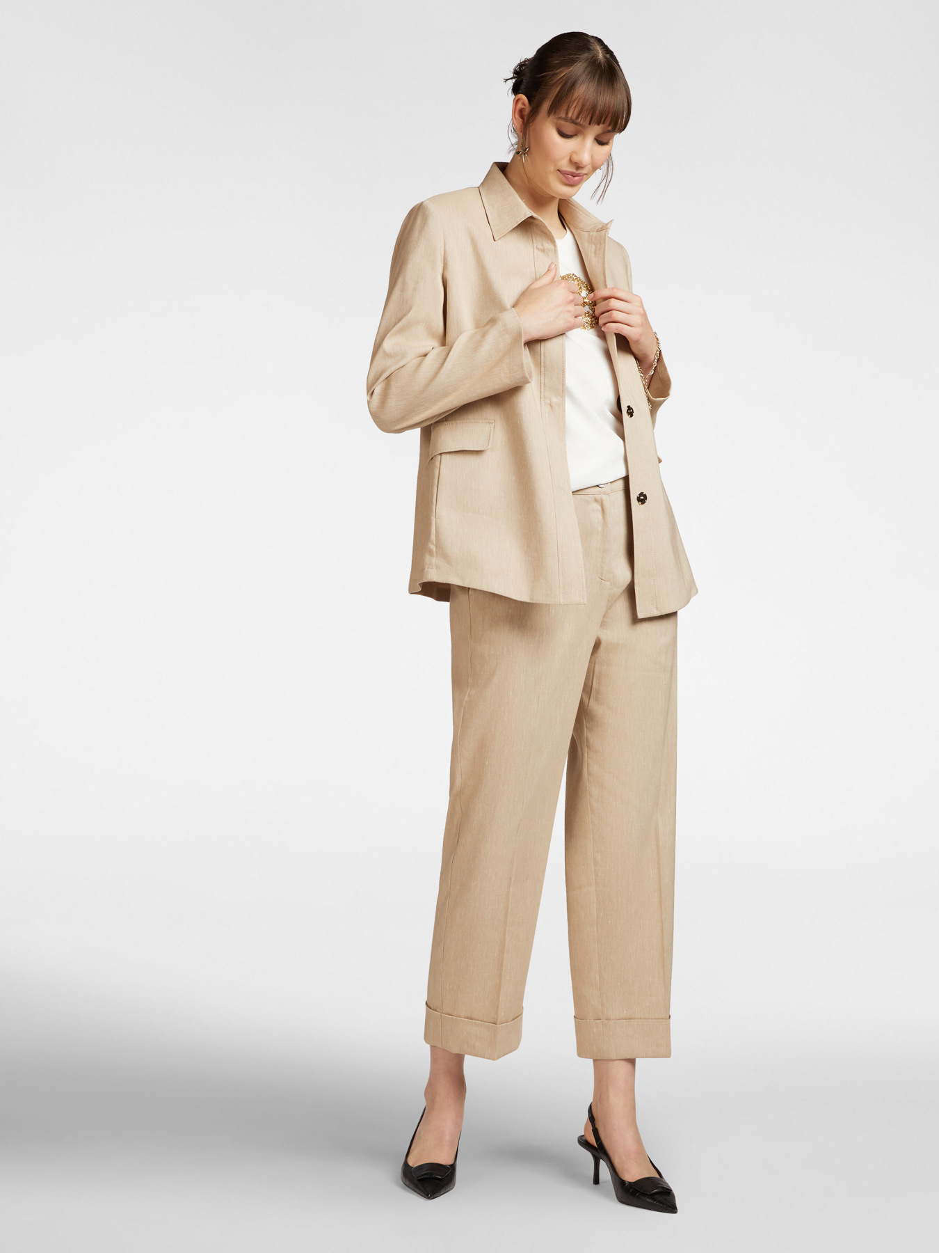 Giacca camicia lino stretch image number 2