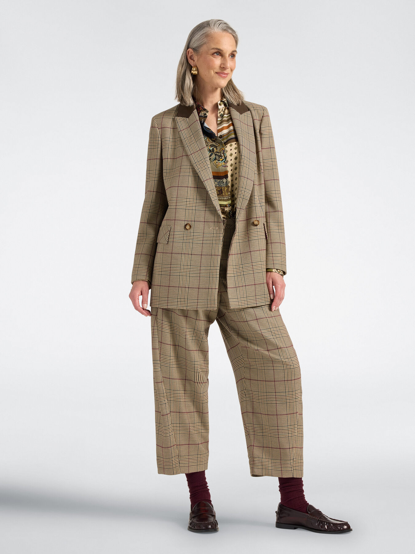 Doppelreihiger Blazer mit Prince-of-Wales-Muster image number 2