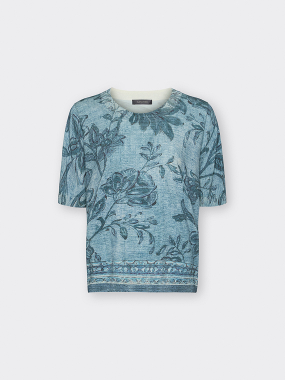 Printed cotton blend knitwear