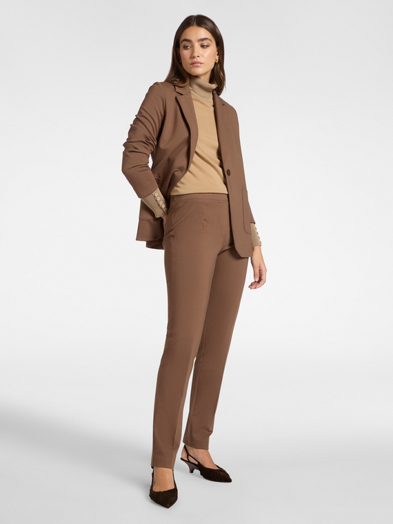 Pull-on trousers in Milanese stitch