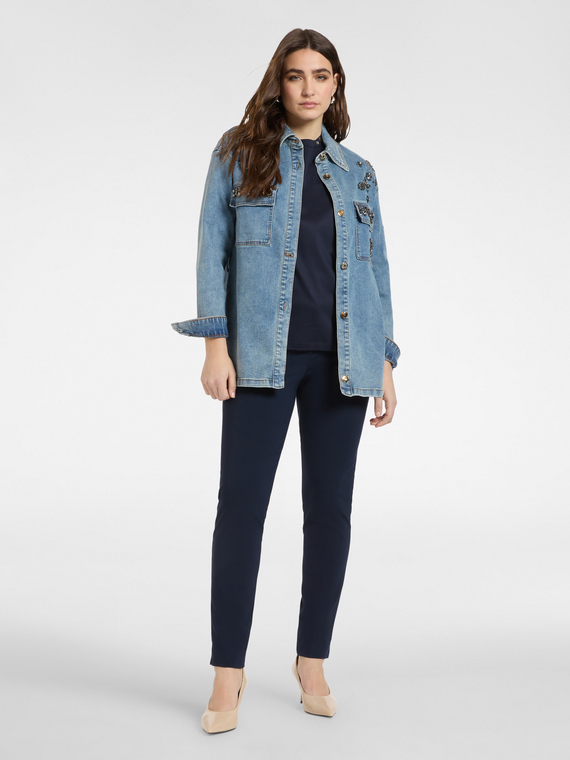 Pantalon slim en point milanais