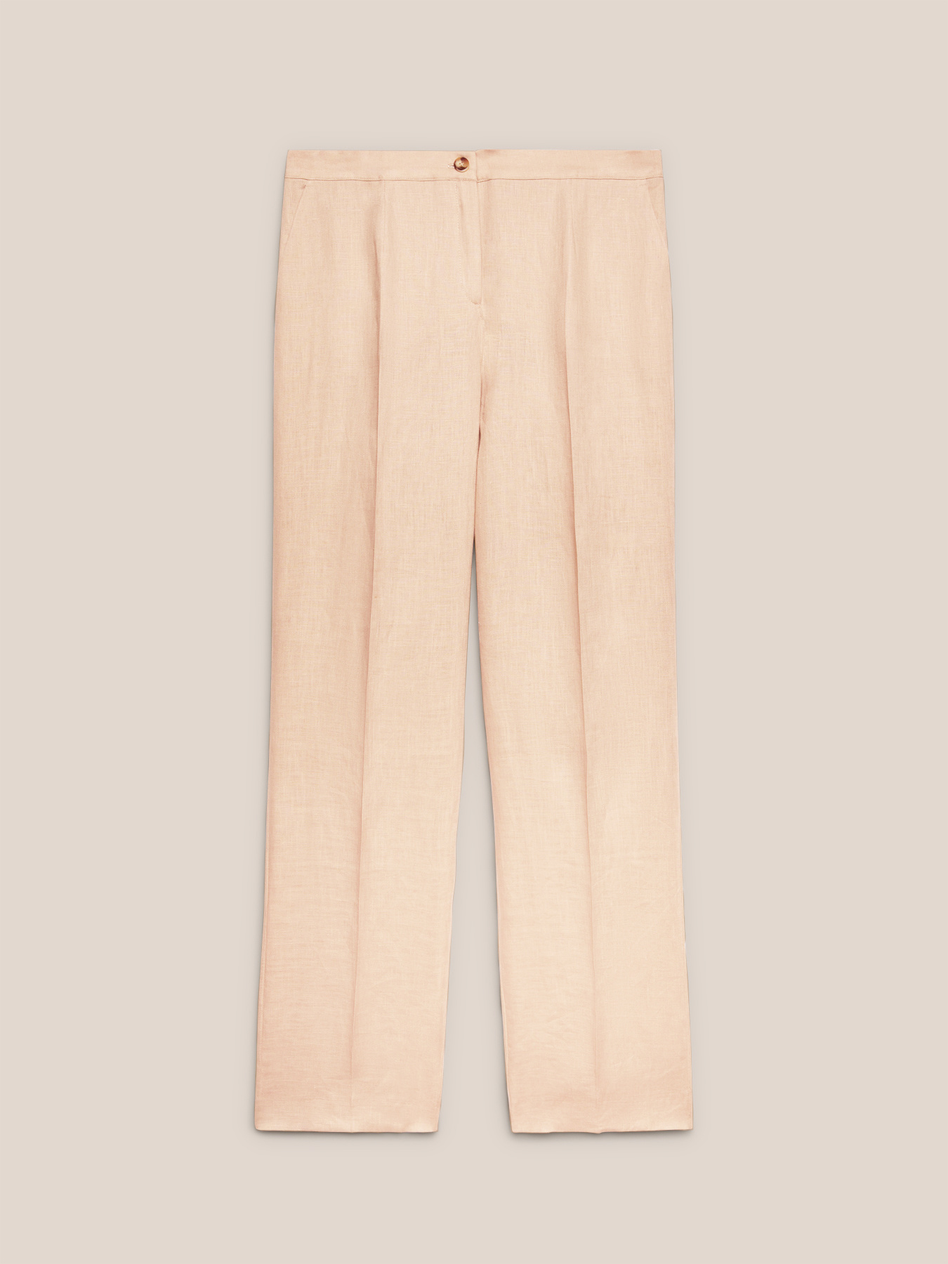 Long straight-leg trousers made of pure linen image number 4