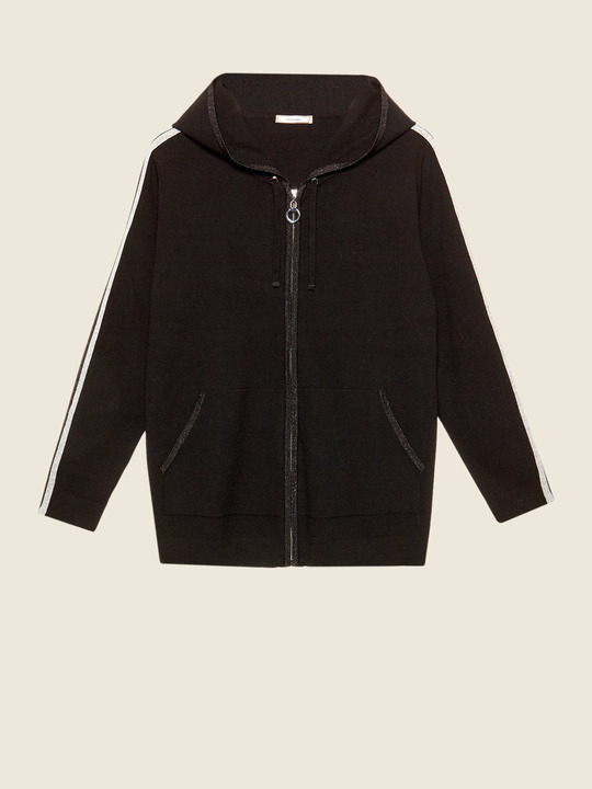 Elenamiro&nbsp;: Cardigan en tricot avec capuche Noir_1