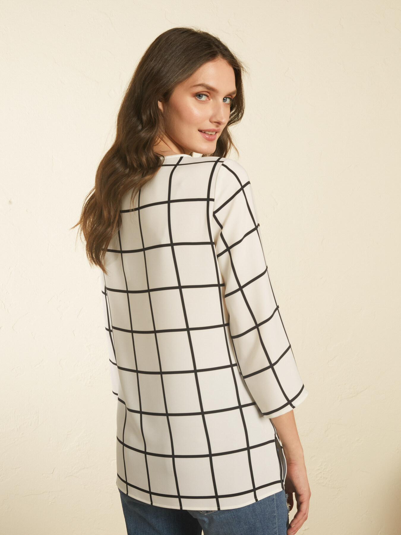 Bluse aus kariertem Cady image number 1