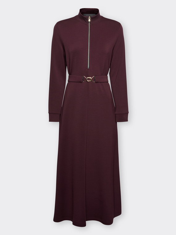 Vestido em scuba com cinto