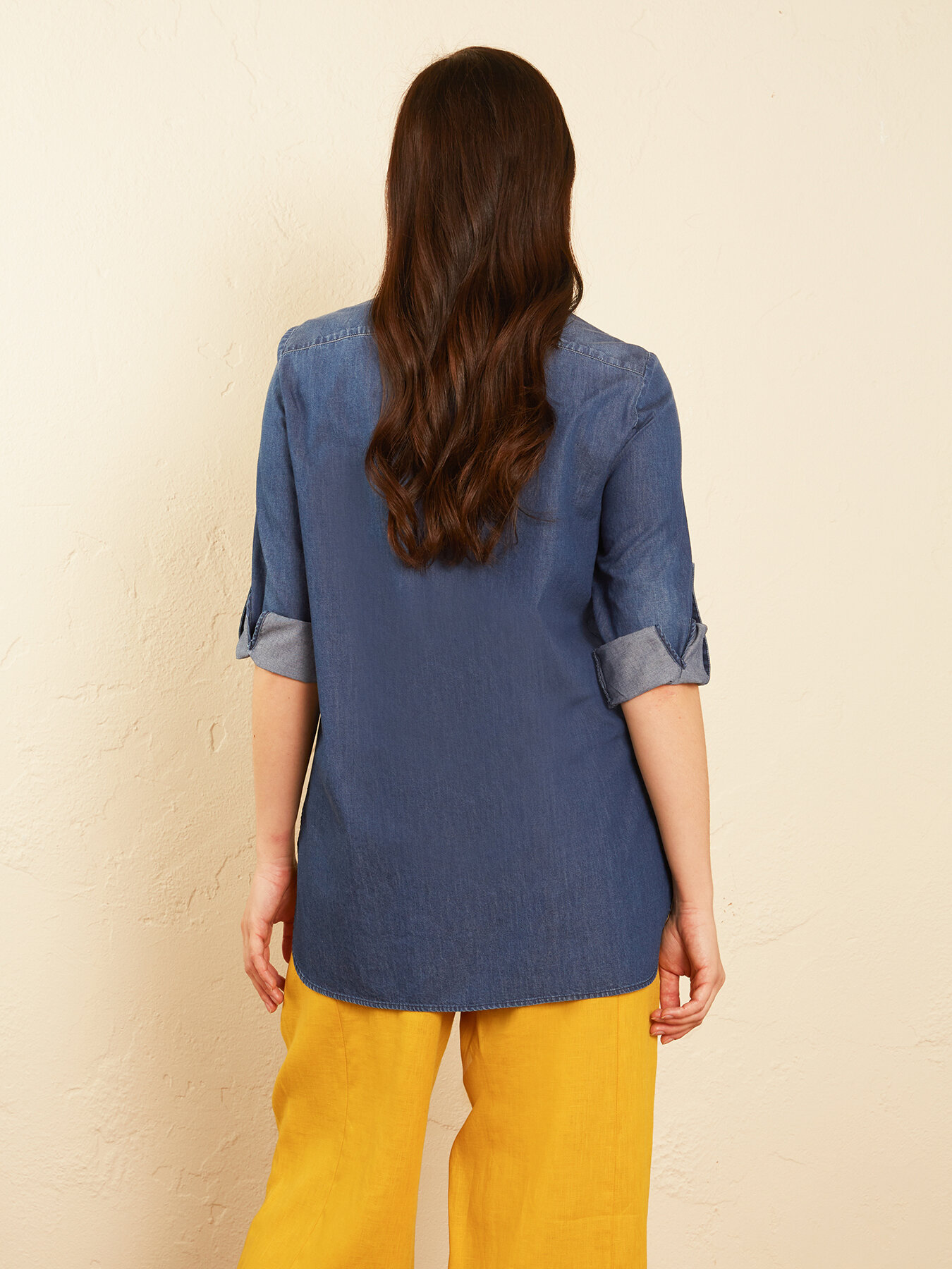 Camisa larga de tejido vaquero image number 1