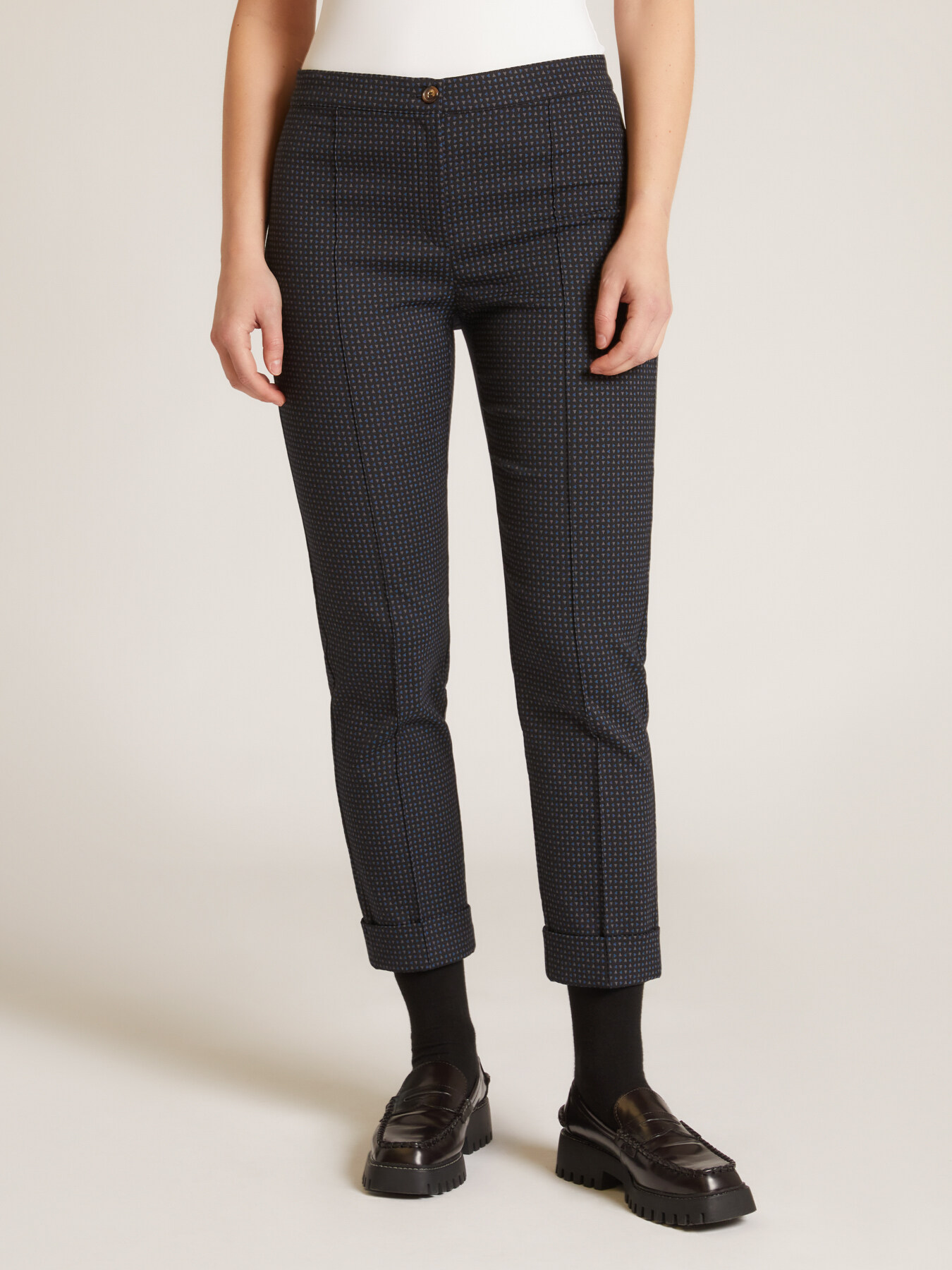 Pantaloni Basic dritti in tessut jacquard image number 3