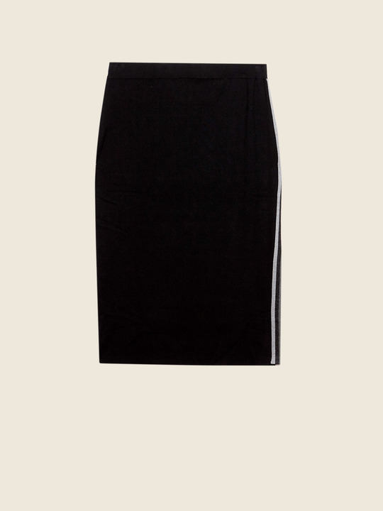 Elenamiro&nbsp;: Jupe en tricot avec bordure lat&eacute;rale Noir_1