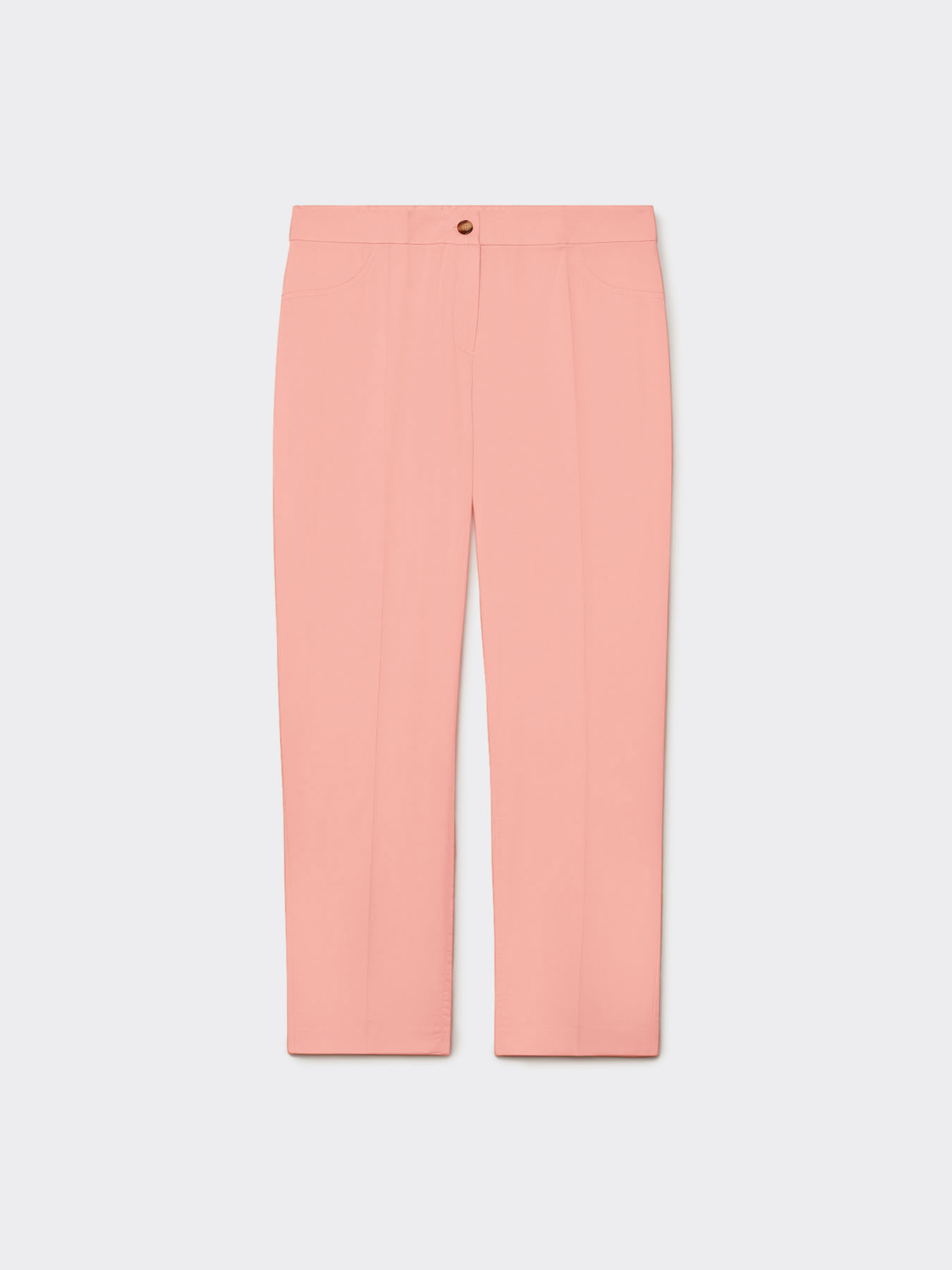 Pantalones rectos de algod&oacute;n el&aacute;stico image number 4