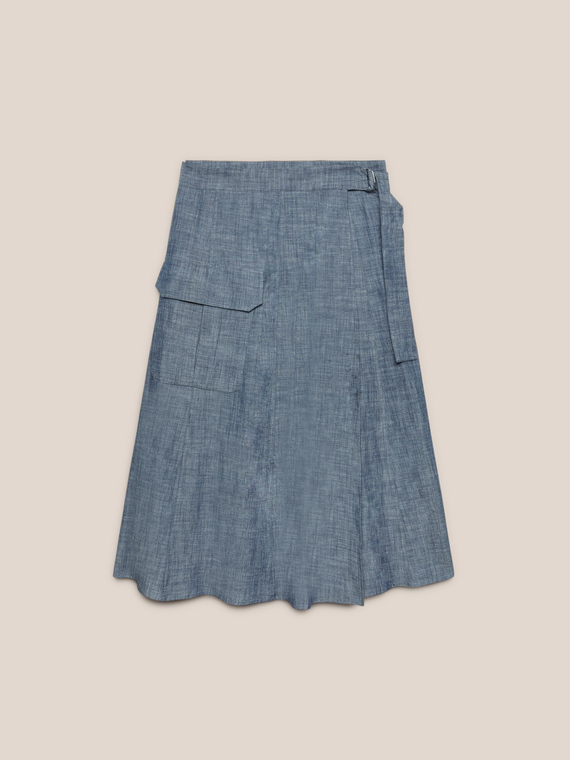 Linen and cotton wraparound skirt