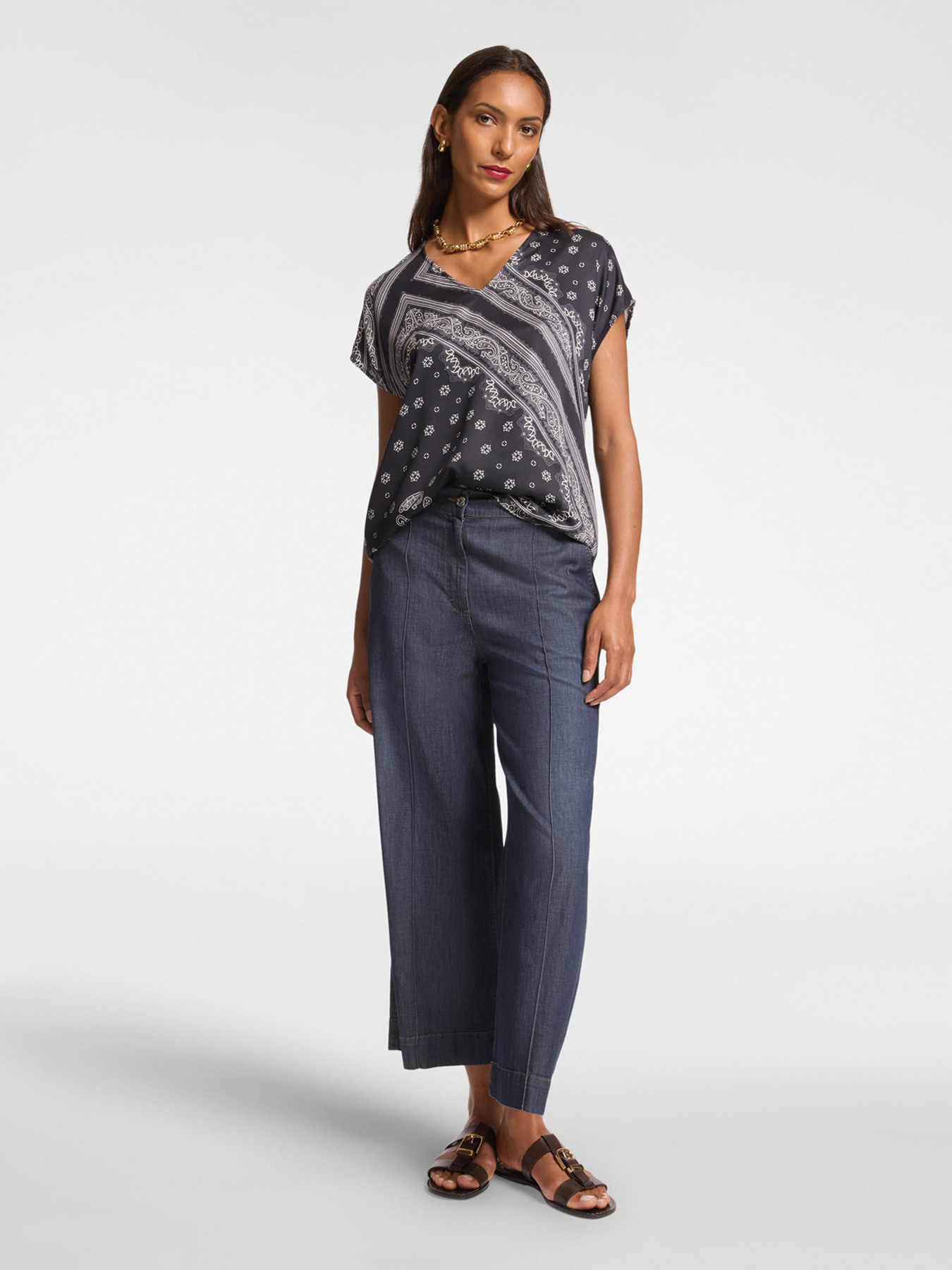 Blouse with scarf print image number 2