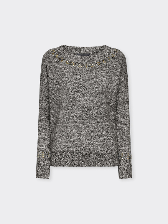 Maglia in pura lana con borchie