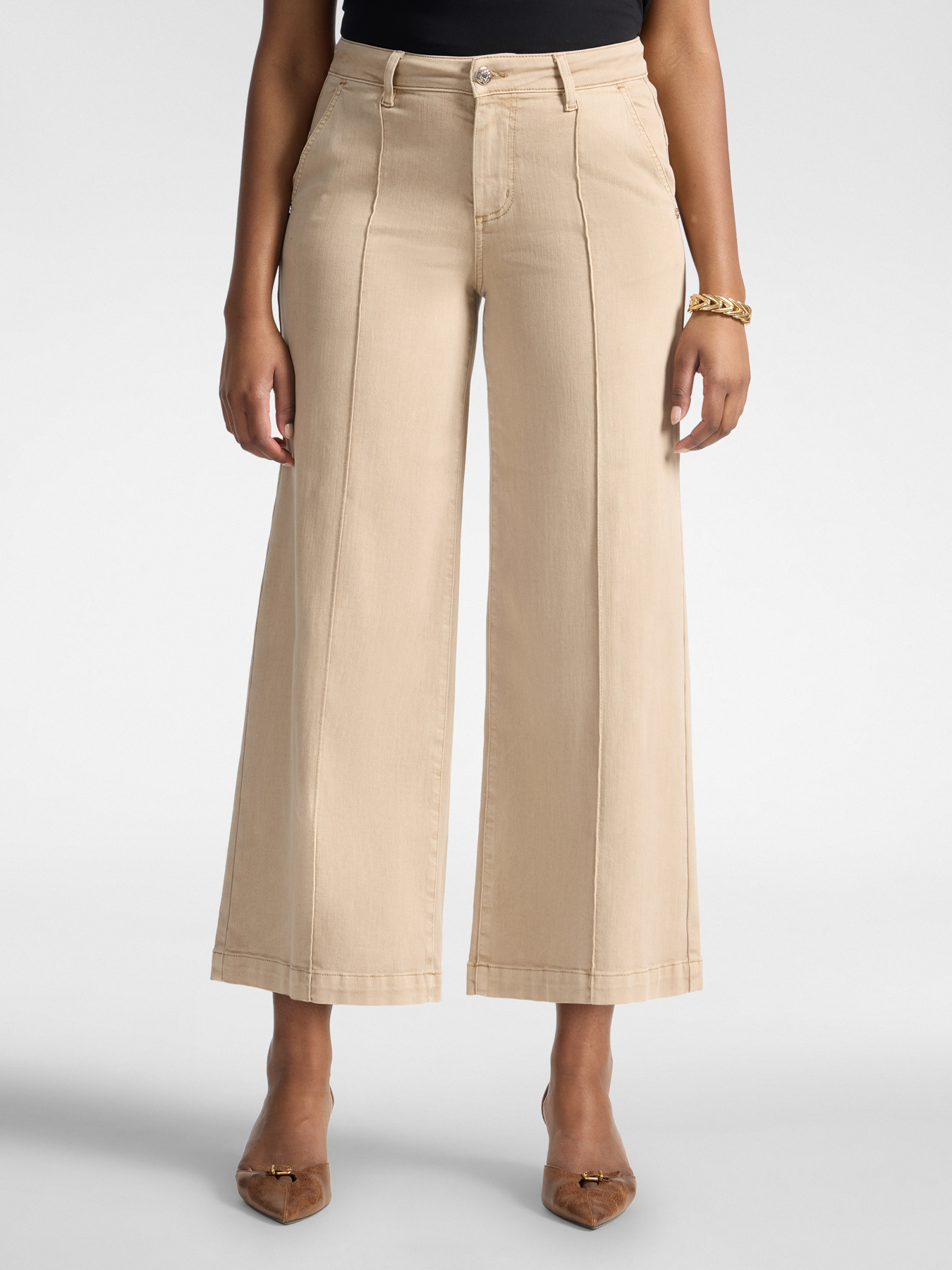 Cropped Palazzo-Hose mit hohem Bund image number 2