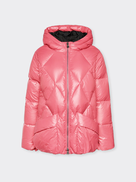 Chaqueta de plumas con estampado de rombos y bolsillos grandes