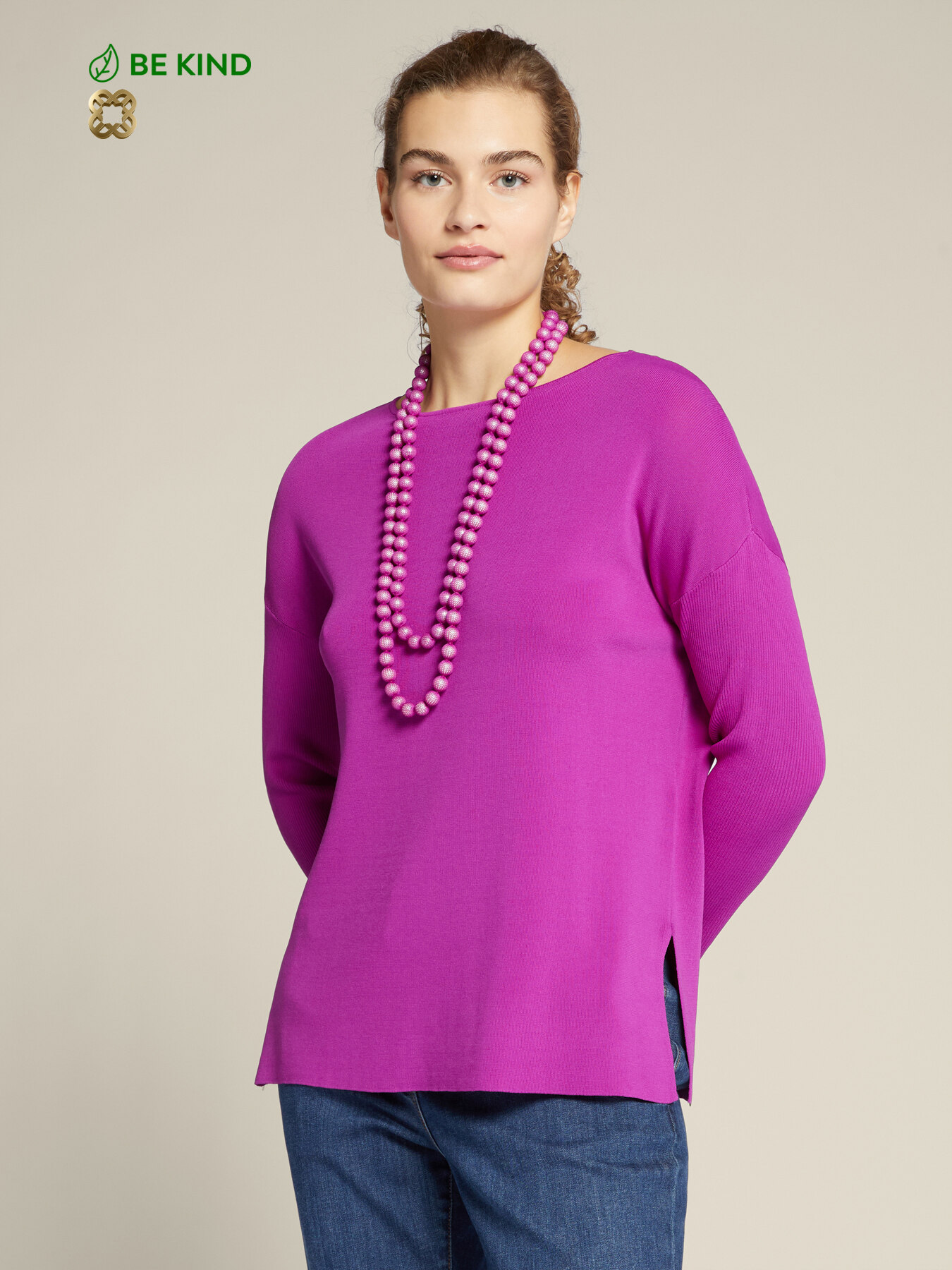 ECOVERO™ viscose sweater with necklace image number 0