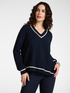 Asymmetric sweater with contrasting trims image number 0