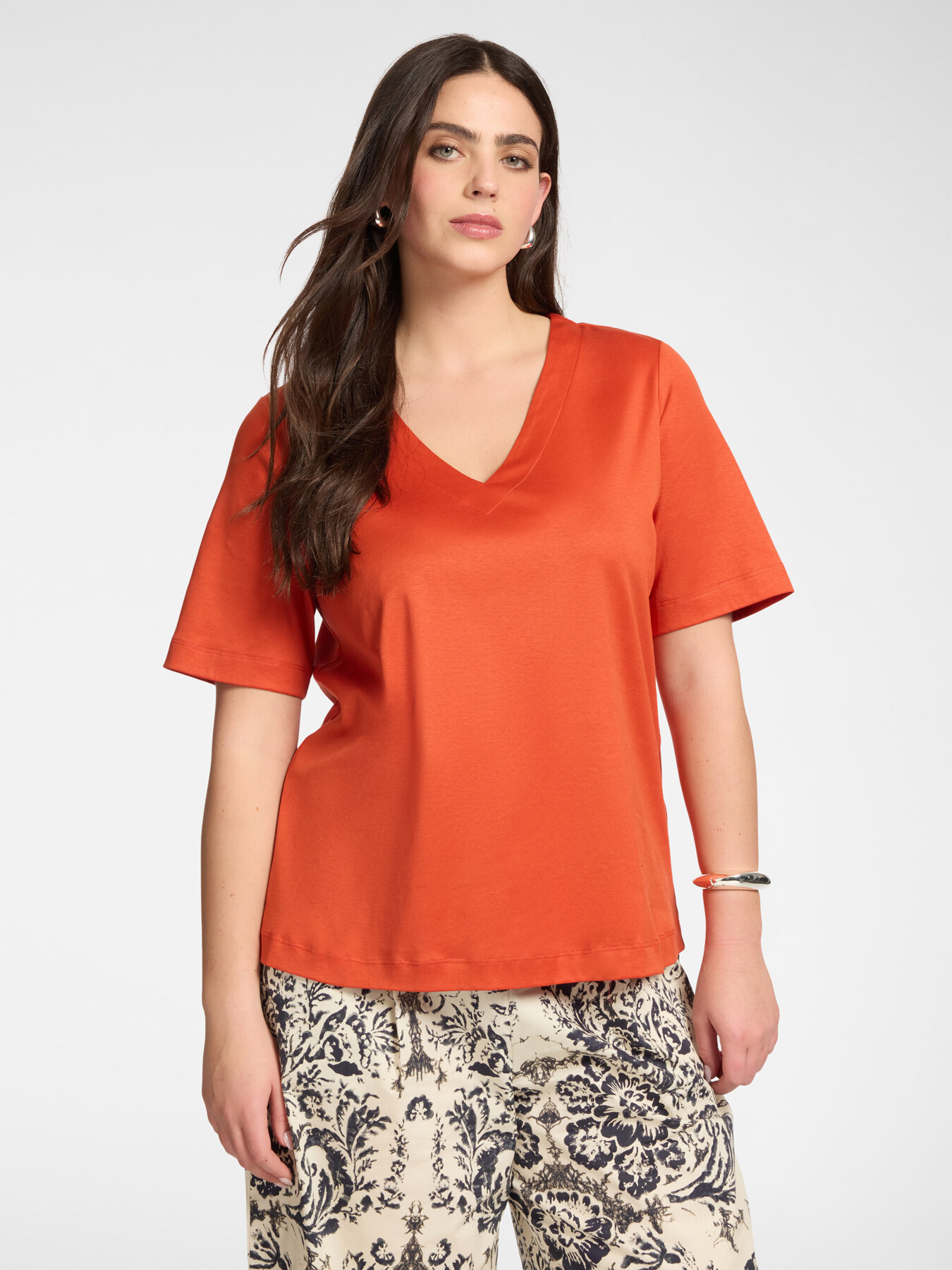 T-shirt en coton col V image number 0