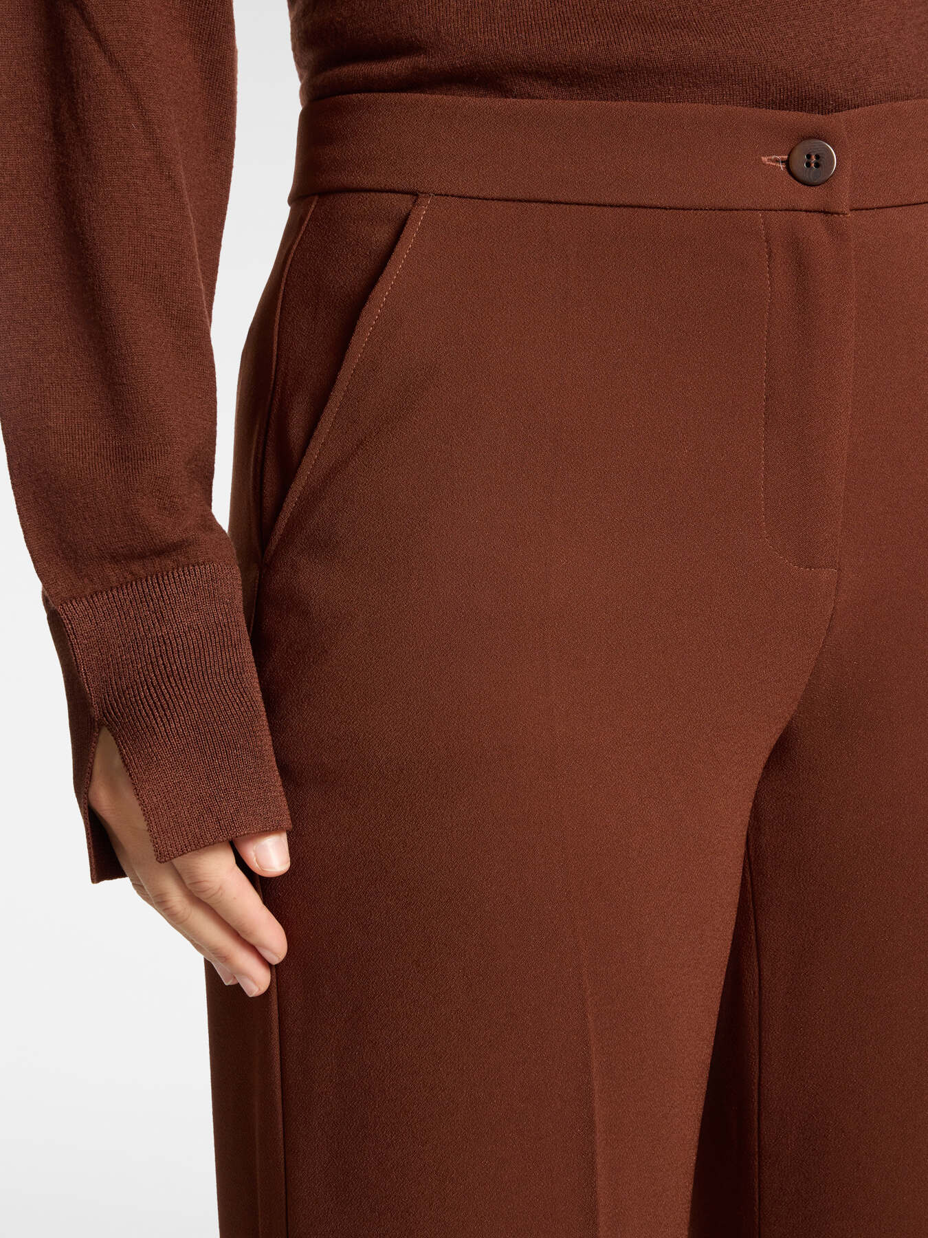 Pantaloni palazzo in cr&ecirc;pe misto cotone image number 3