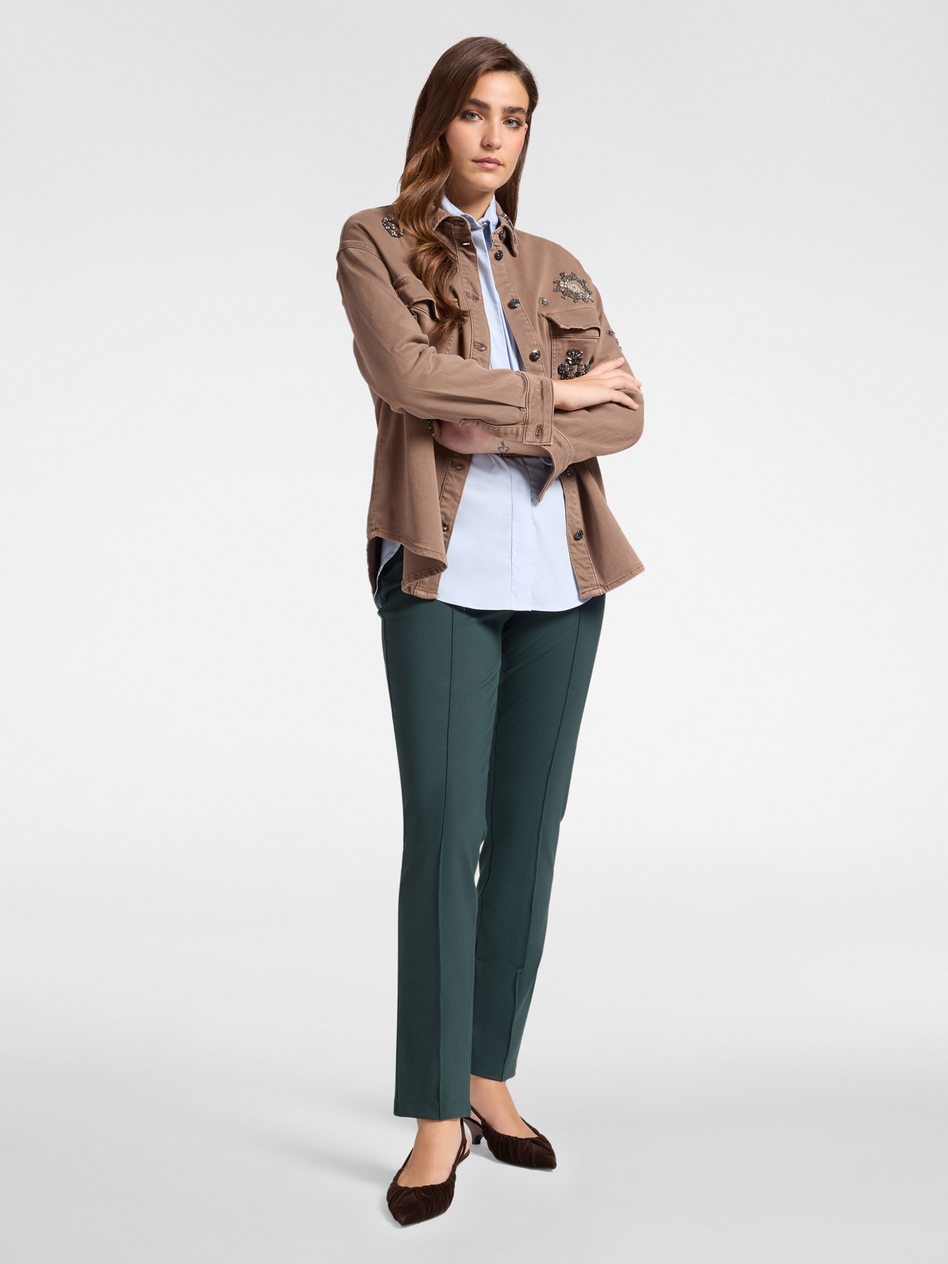 Slim-fit trousers in Milanese stitch image number 0