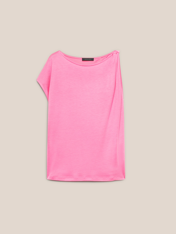 T-shirt with knot on one shoulder