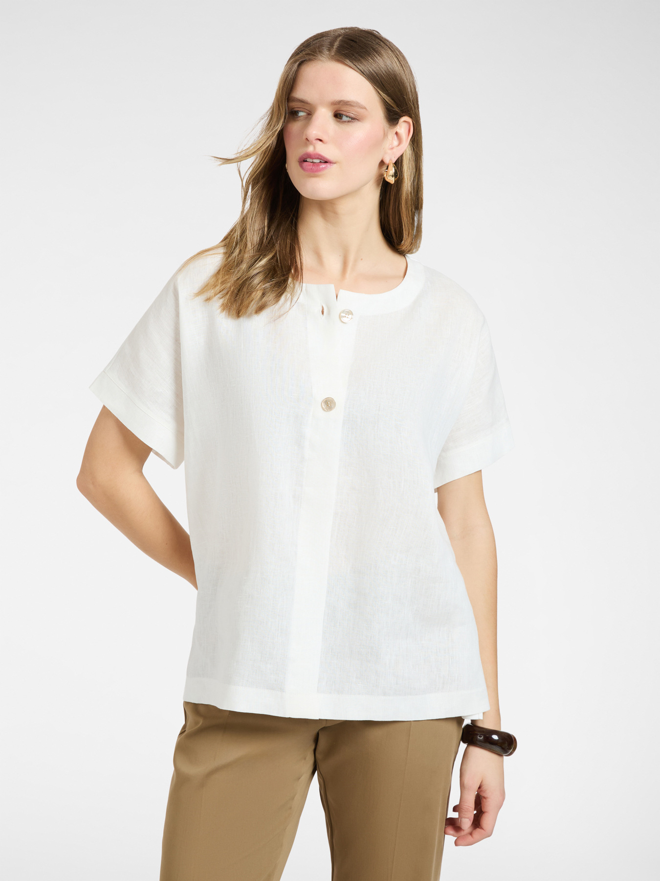 T-shirt in lino e cotone image number 0