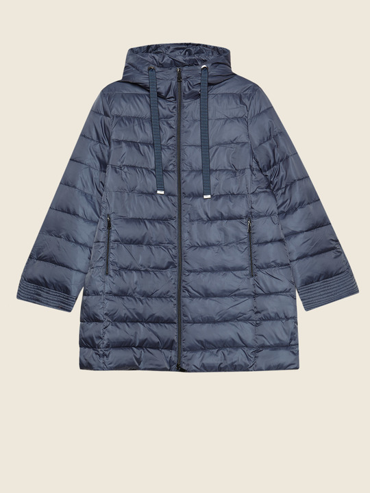 Elenamiro: Jaqueta com capuz e bordas &agrave;s riscas Azul_1