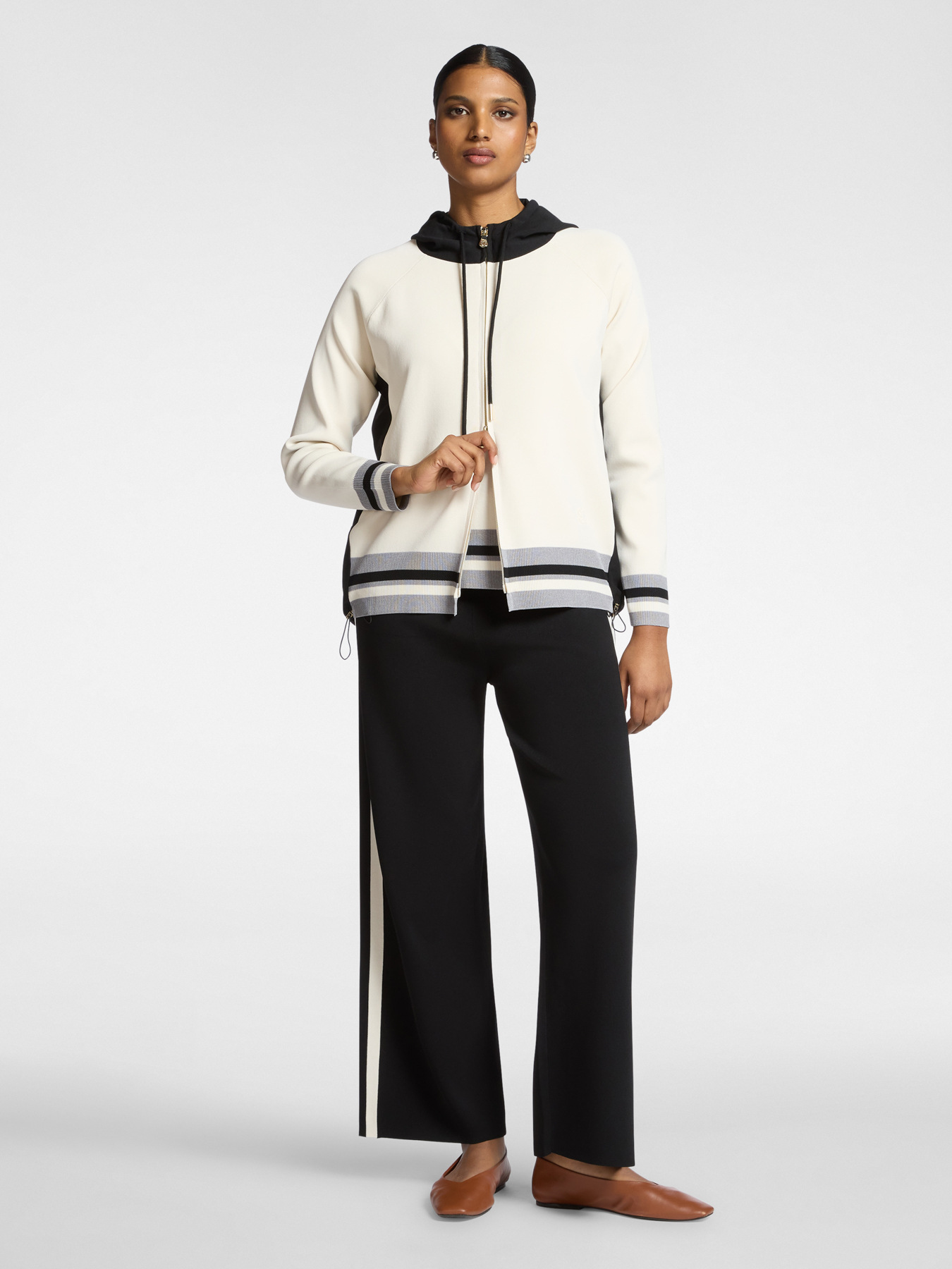 Hooded zip-up viscose blend cardigan image number 2