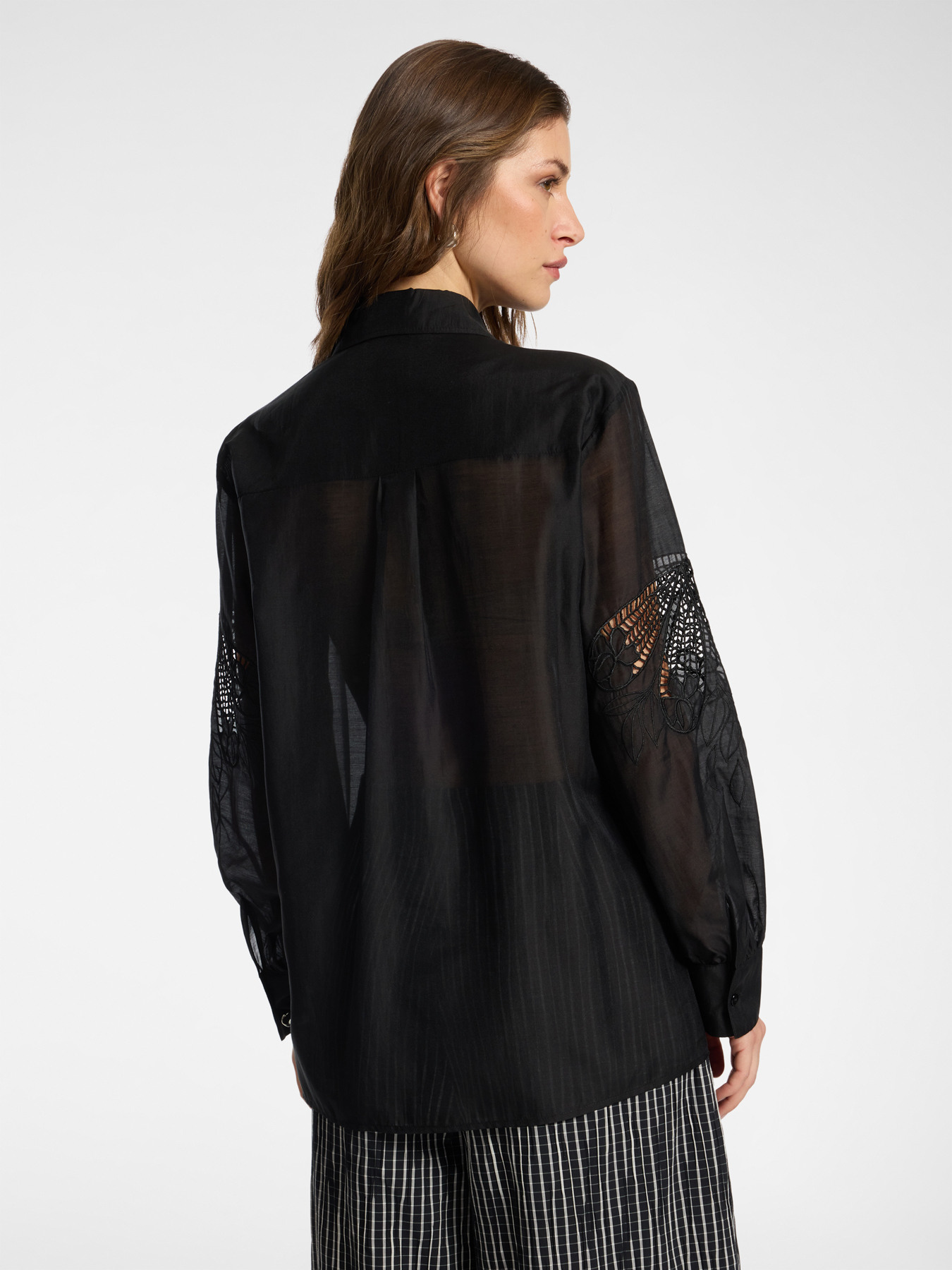 Embroidered organza shirt image number 1