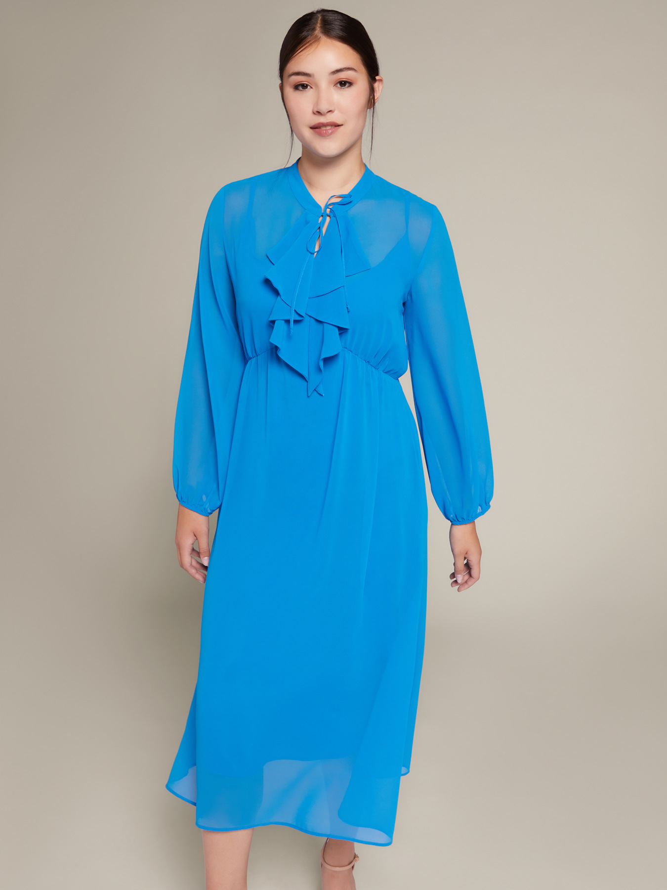 Abito in georgette con jabot image number 2