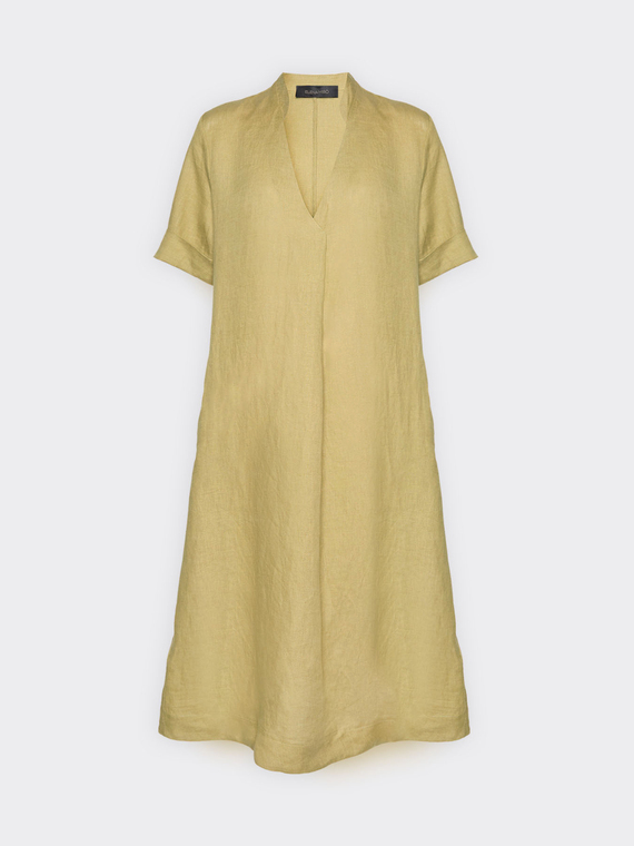 Linen dress with V-neck