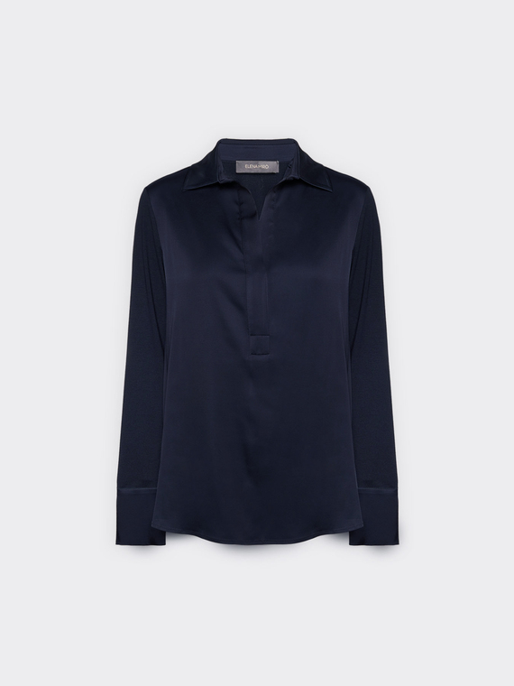 T-shirt polo in due tessuti