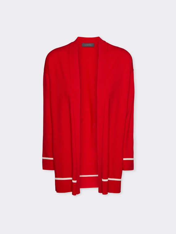 Cardigan misto viscosa con dettagli rigati