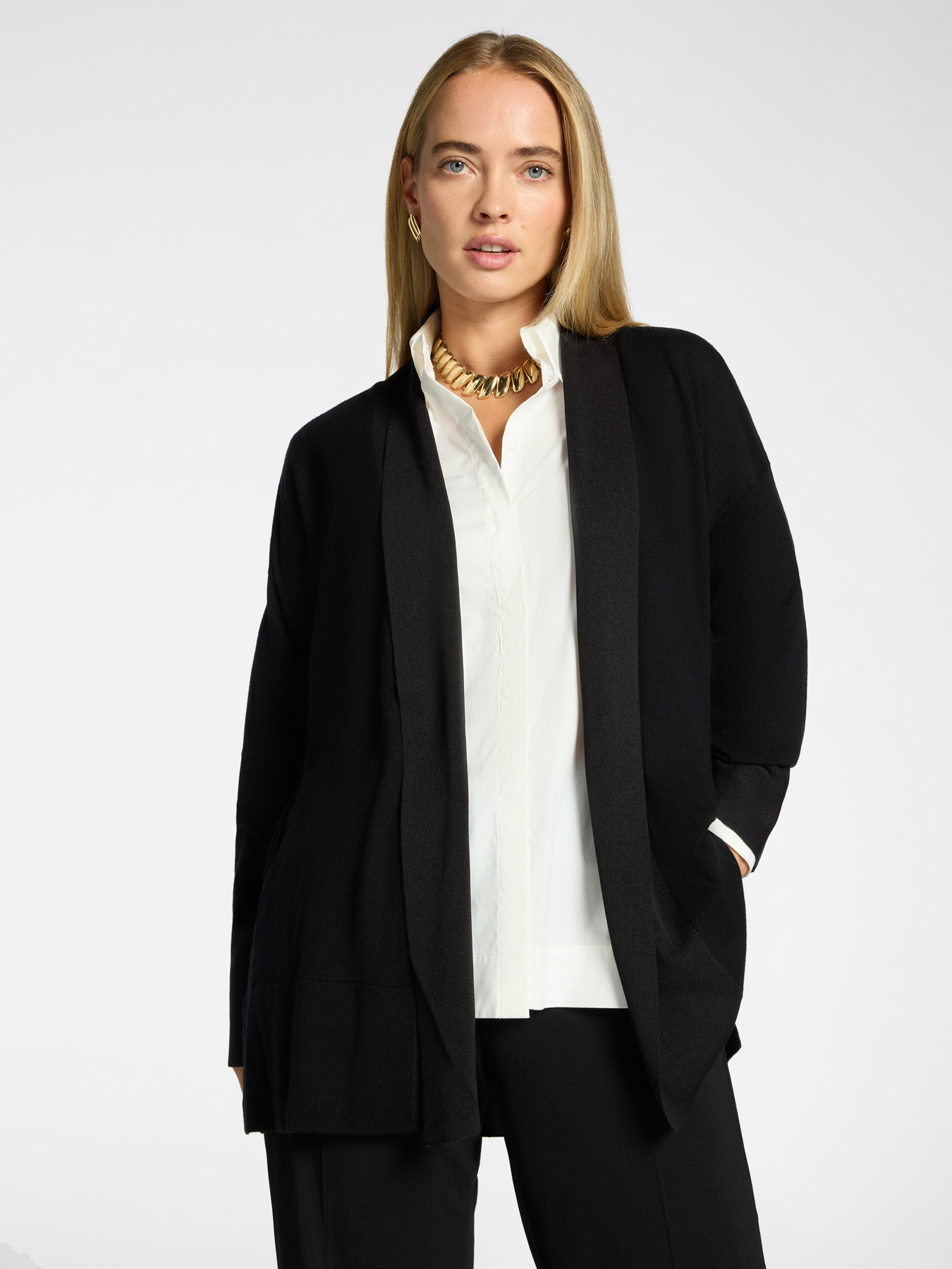 Long cardigan in pure wool image number 0